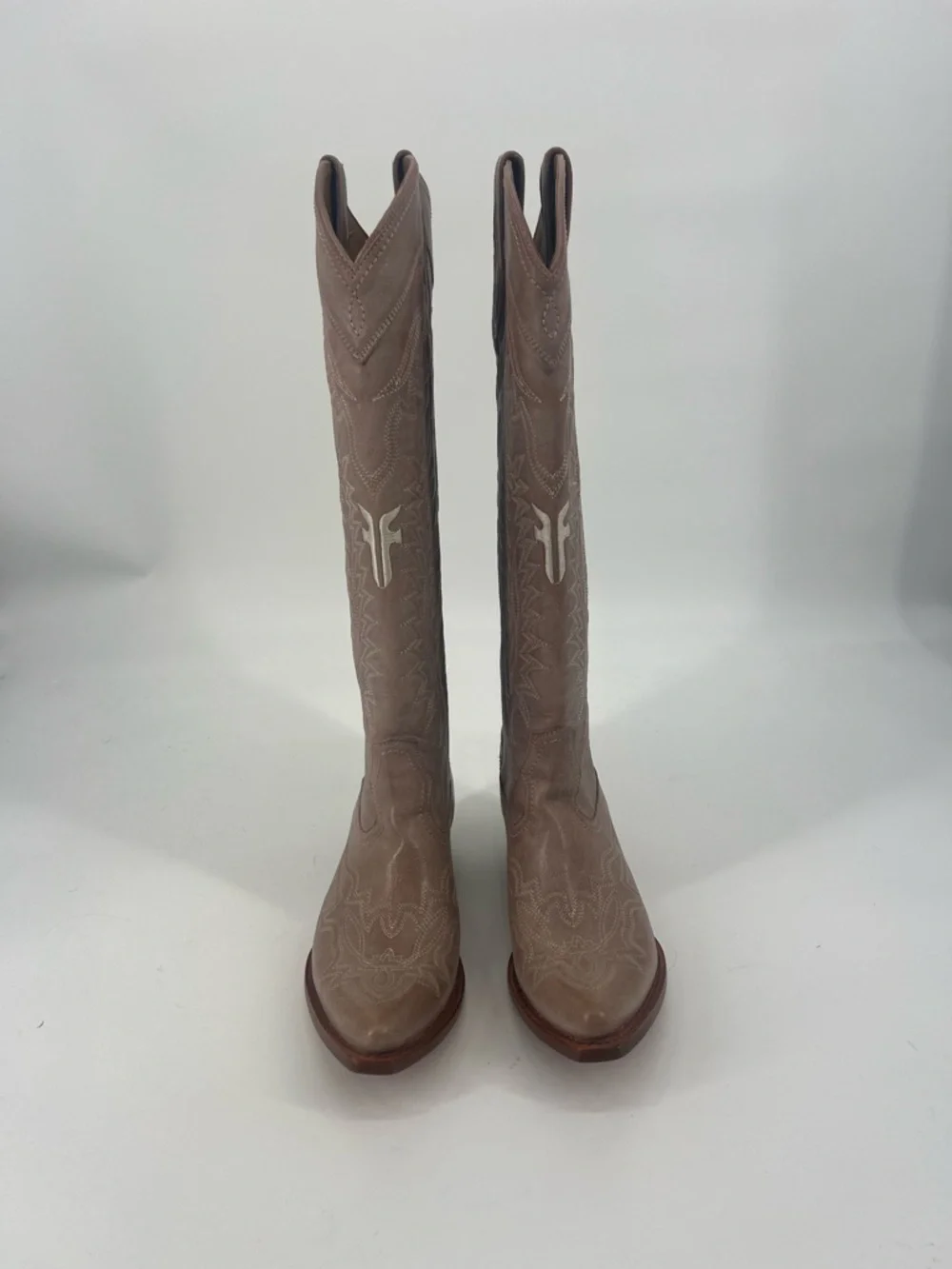 Frye Sacha Feather Deco Women's Tall Suede Western Cowboy Boot - Taupe/Brown 10